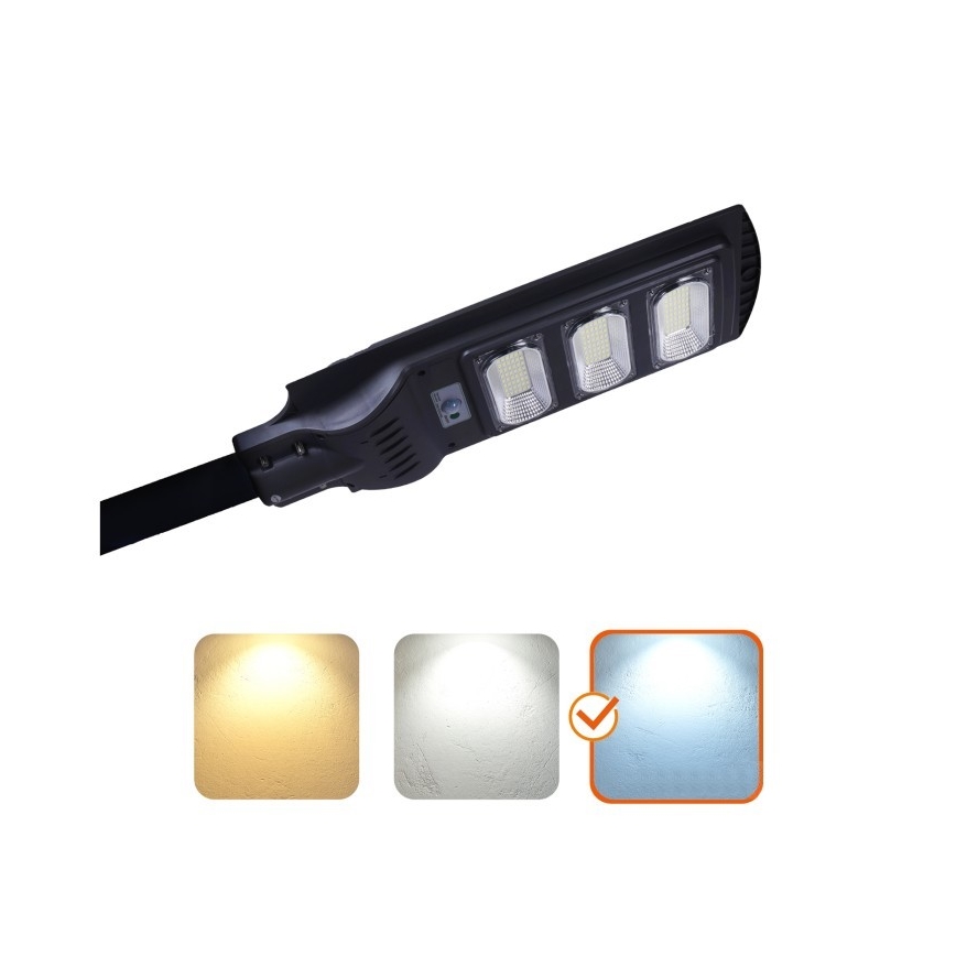 LED Stmívatelná solární pouliční lampa se senzorem pohybu a soumraku URBI LED/8W/3,2V 6500K IP54 10000 mAh + dálkové ovládání