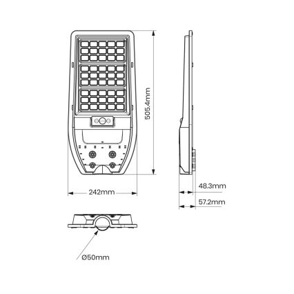 LED Solární pouliční lampa VIA 100W/10000 mAh 3,2V 6000K IP65 + dálkové ovládání