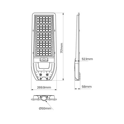 LED Solární pouliční lampa VIA 200W/20000 mAh 3,2V 6000K IP54 + dálkové ovládání