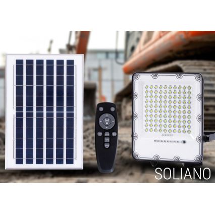 LED Venkovní stmívatelný solární reflektor LED/100W/3,2V 4500K IP65 černá + dálkové ovládání