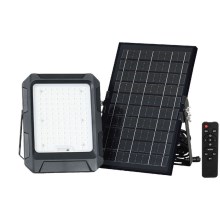 LED Solární reflektor LED/10W/3,7V IP65 4000K černá + dálkové ovládání