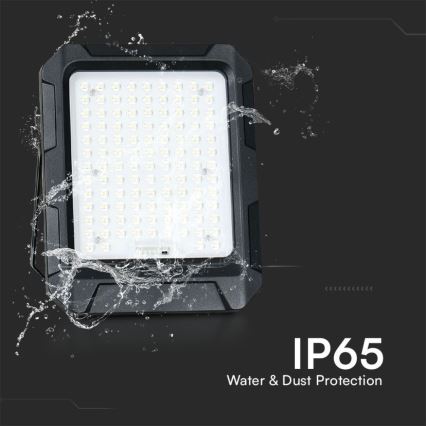 LED Solární reflektor LED/10W/3,7V IP65 4000K černá + dálkové ovládání