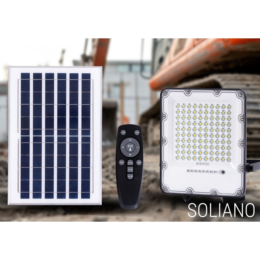 LED Venkovní stmívatelný solární reflektor LED/50W/3,2V 4500K IP65 černá + dálkové ovládání