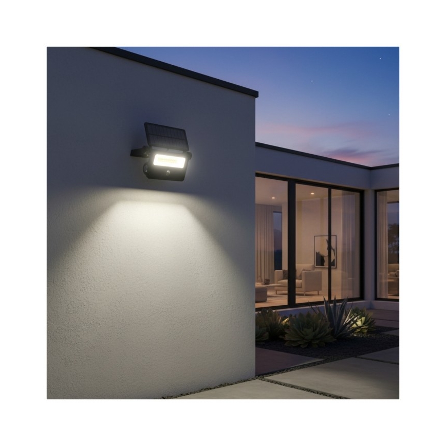 LED Solární reflektor se senzorem NCS G2 LED/20W/3,7V 3000/4000/6500K IP54 2600 mAh