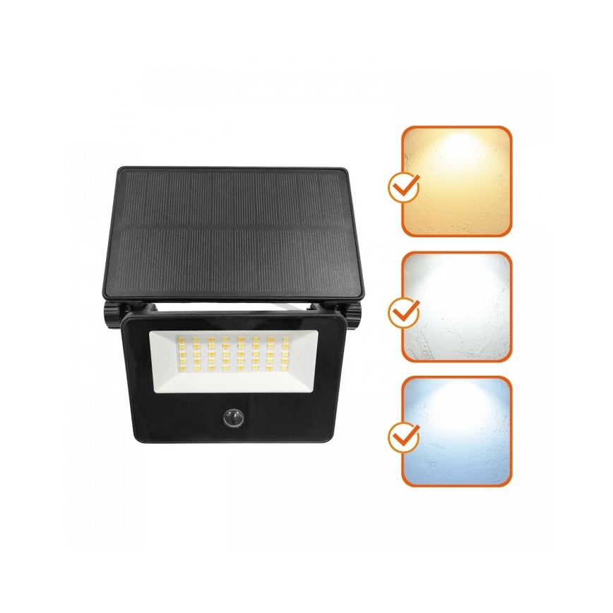 LED Solární reflektor se senzorem NCS G2 LED/20W/3,7V 3000/4000/6500K IP54 2600 mAh