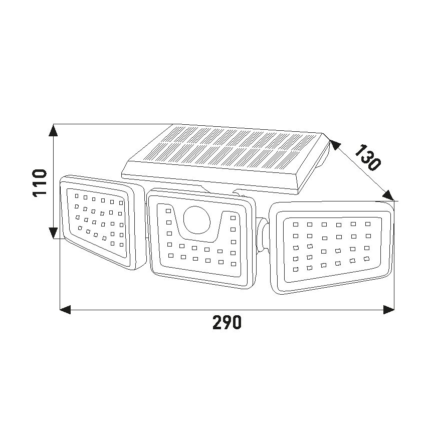 LED Solární reflektor se senzorem LED/14W/3,7V 1800 mAh IP44