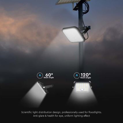 LED Solární reflektor se senzorem LED/30W/6,4V 4000K + dálkové ovládání