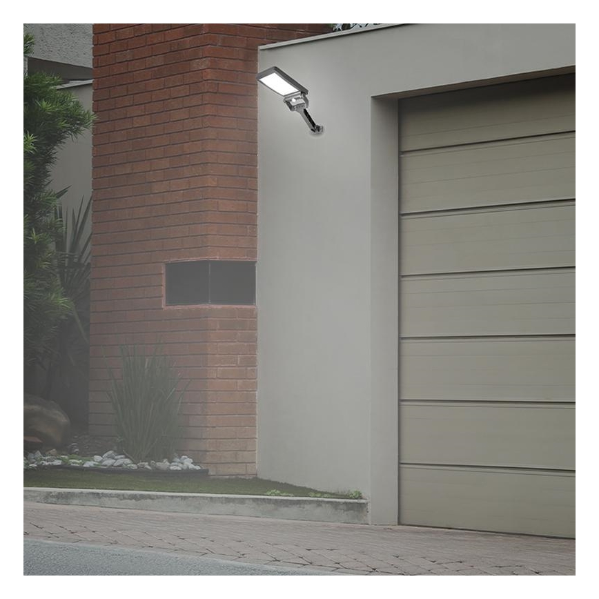 LED Solární reflektor se senzorem LED/5W/3,7V 4000K 1500 mAh IP54 černá