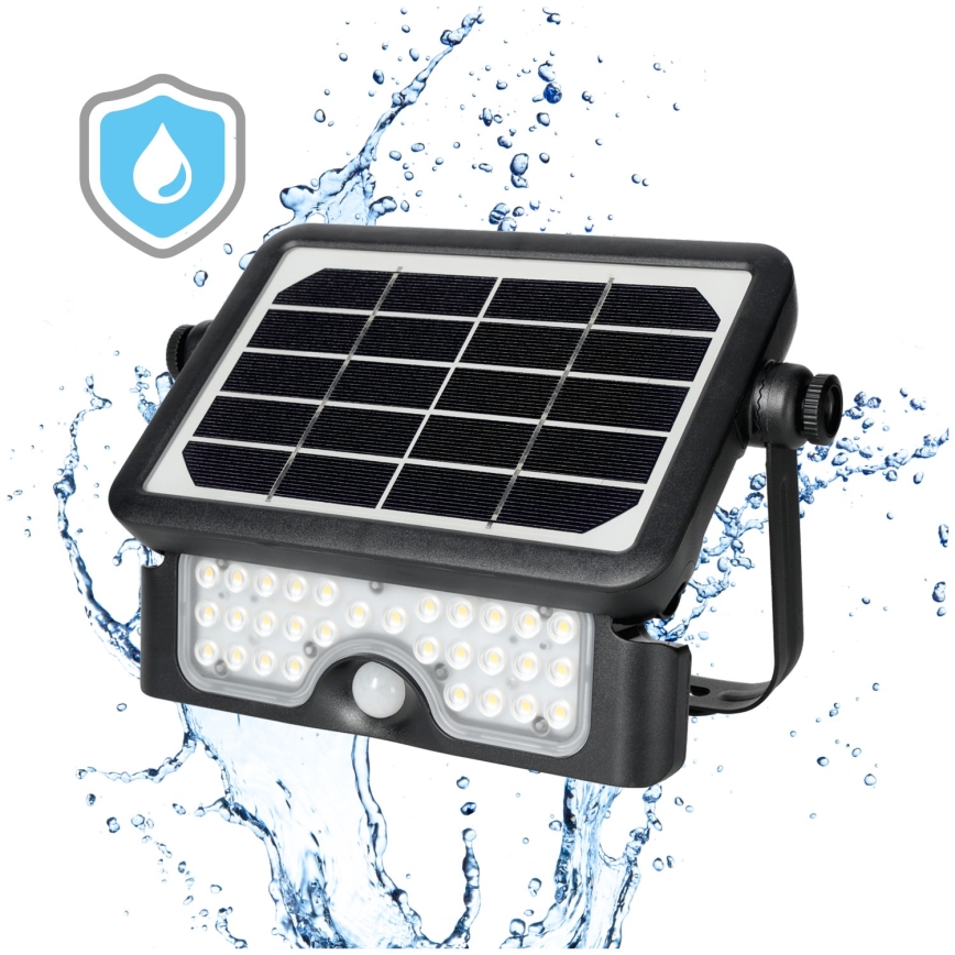 LED Solární reflektor se senzorem LED/5W/3,7V 4000K IP65 3000 mAh