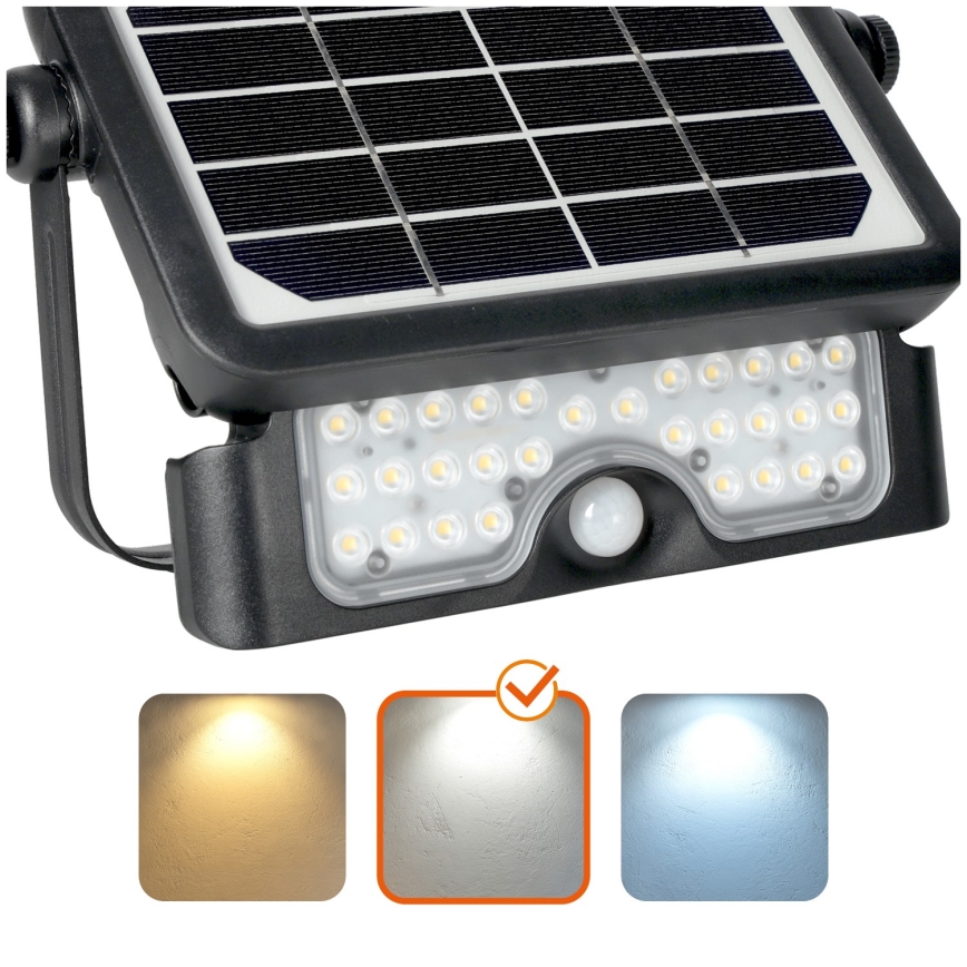 LED Solární reflektor se senzorem LED/5W/3,7V 4000K IP65 3000 mAh
