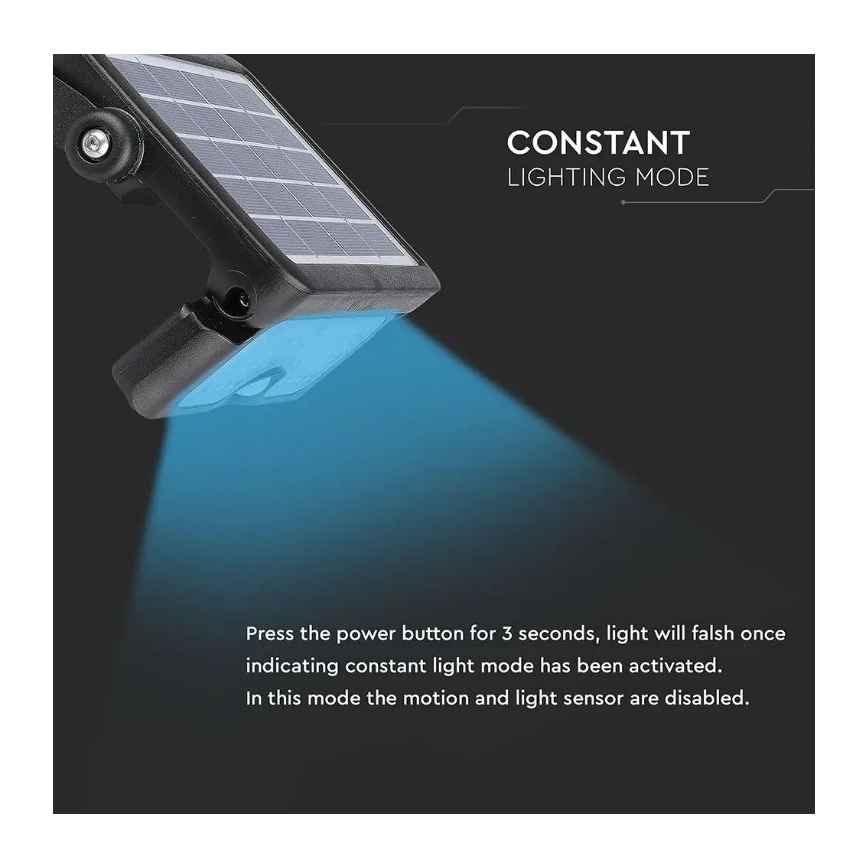 LED Solární reflektor se senzorem LED/5W/3,7V IP65 4000K 3000 mAh
