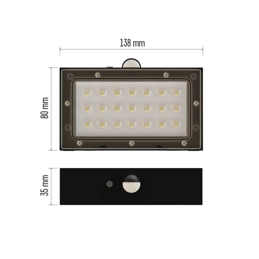 LED Solární reflektor se senzorem pohybu LED/3,7V 1200mAh 4000K IP65 černá