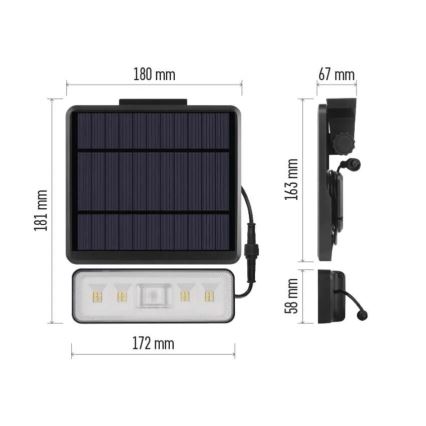LED Solární reflektor se senzorem pohybu LED/3,7V 2500mAh 4000K IP54