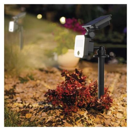 LED Solární reflektor se senzorem pohybu SPILO LED/3,7V 3600mAh 3000K IP54 + dálkové ovládání