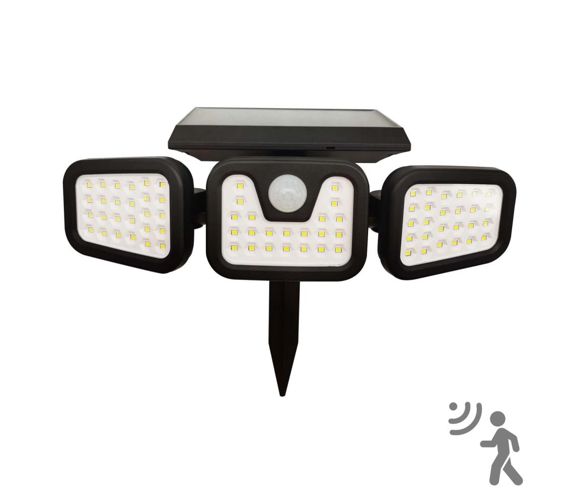 Polux LED Solární reflektor se senzorem TRIO LED/0,6W/3,7V IP44 SA1817