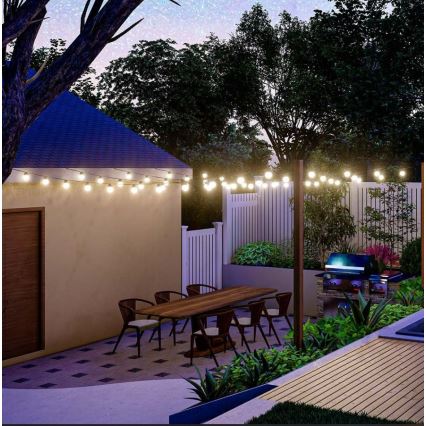 LED Solární řetěz 10xLED/0,5/4,5V 12 m 3000K IP44 + dálkové ovládání