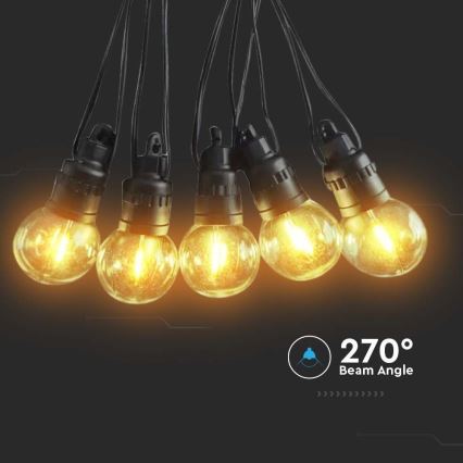 LED Solární řetěz 10xLED/0,5/4,5V 12 m 3000K IP44 + dálkové ovládání