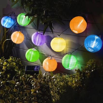 LED Solární řetěz 10xLED/1,2V 3,7m IP44 multicolor