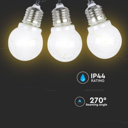 LED Solární řetěz 10xLED/1W/1,2V 2 m IP44 3000K