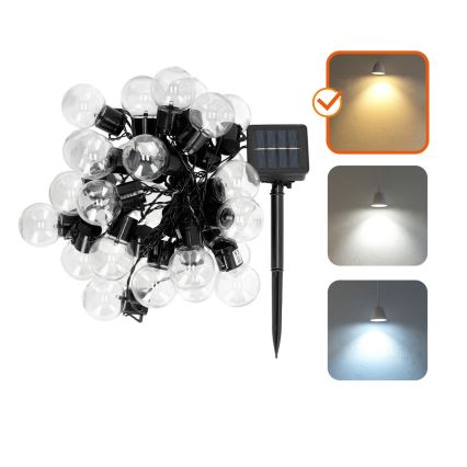 LED Solární řetěz 30xLED/0,12W/1,2V 1xAA IP44 3000K 400 mAh