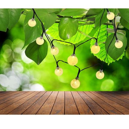 LED Solární řetěz 30xLED/8 funkcí 300 mAh 4,9m IP44 teplá bílá