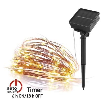 LED Solární řetěz LED/2,4W/1,2V 1xAA 15 m IP44 3000K 600 mAh