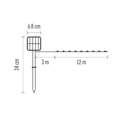 LED Solární řetěz LED/2,4W/1,2V 1xAA 15 m IP44 3000K 600 mAh