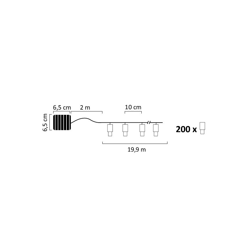 LED Solární řetěz SHINE 200xLED/1,2V 600 mAh 21,9 m IP44