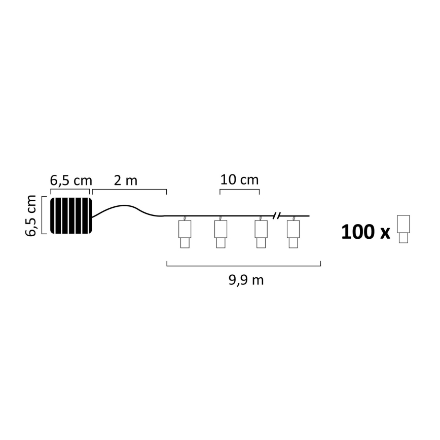 LED Solární řetěz SHINE MULTI 100xLED/1,2V 11,9 m IP44