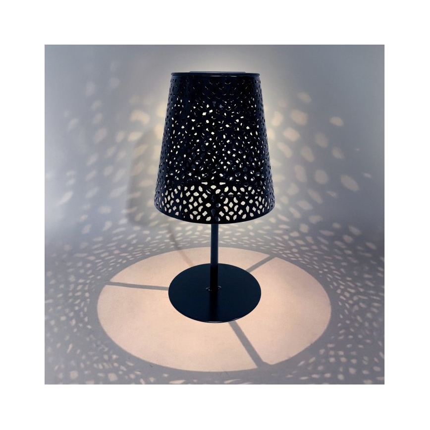 LED Solární stolní lampa LUVETRA LED/1xAA 4000K IP44 200 mAh černá