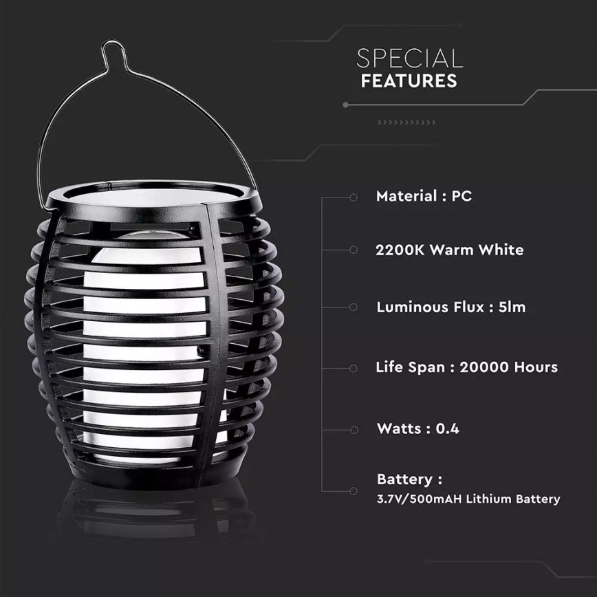 LED Solární svítidlo FLAME 4v1 1xLED/0,45W/3,7V IP44 500 mAh