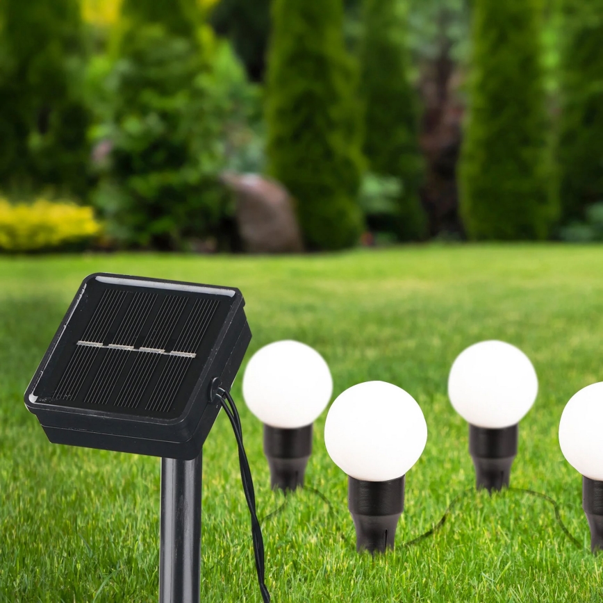 LED Solární svítidlo KULKI 6xLED/1,2V 600 mAh 4,3 m IP44 černá/bílá
