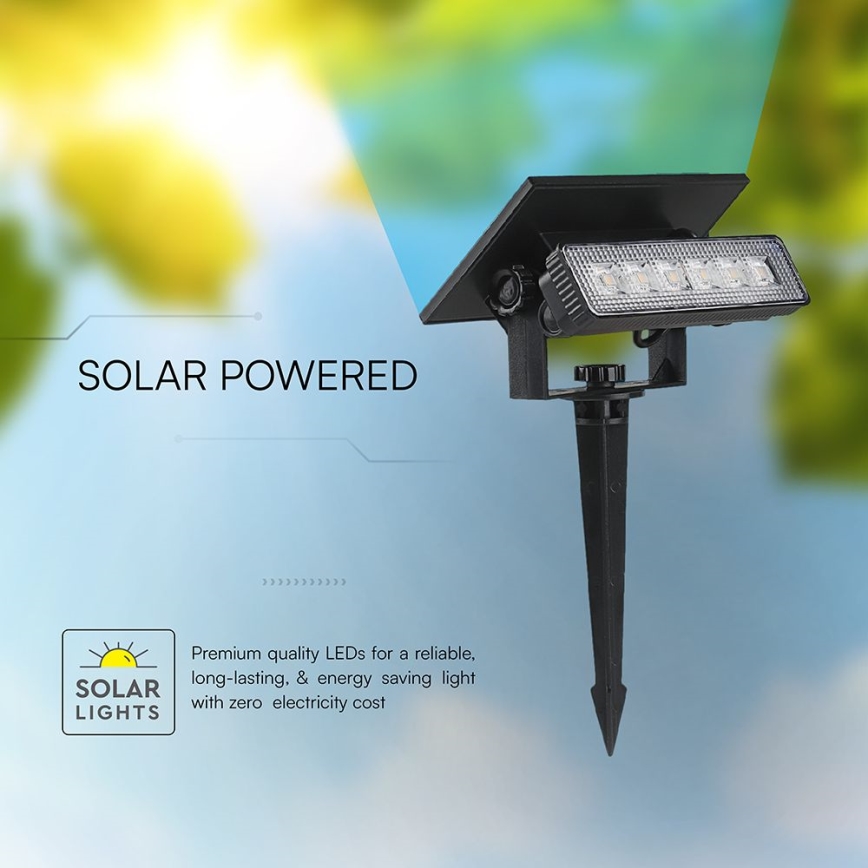 LED Solární svítidlo LED/0,9W/3,7V 3000K IP65 černá