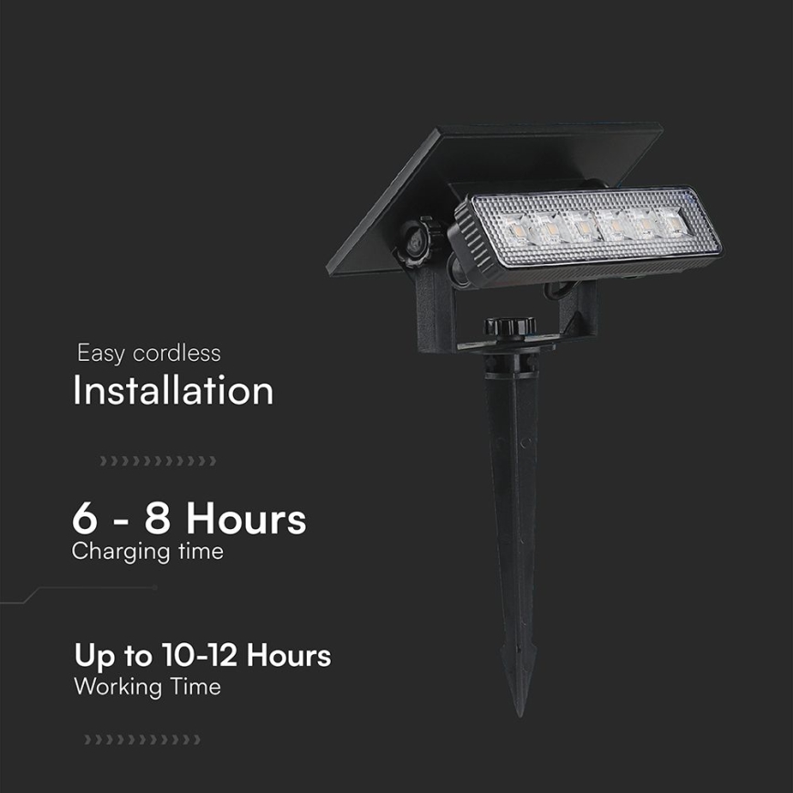 LED Solární svítidlo LED/0,9W/3,7V 3000K IP65 černá