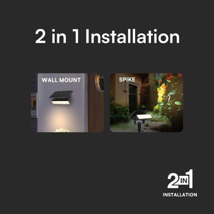 LED Solární svítidlo LED/0,9W/3,7V 3000K IP65 černá