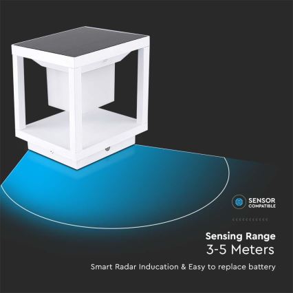LED Solární svítidlo se senzorem LED/2W/5,5V 3000K IP65 2600 mAh bílá