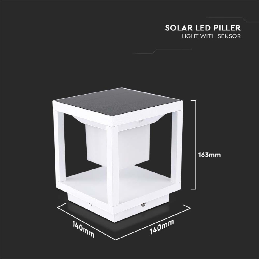 LED Solární svítidlo se senzorem LED/2W/5,5V 3000K IP65 2600 mAh bílá