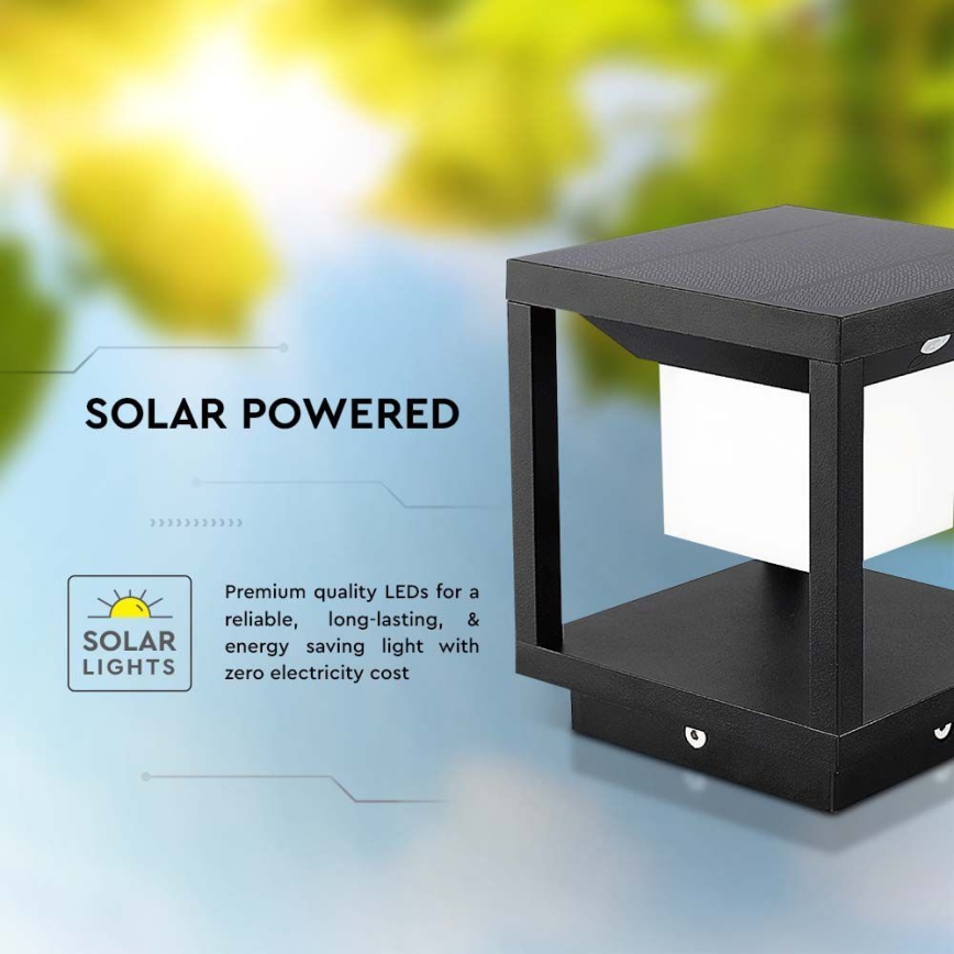 LED Solární svítidlo se senzorem LED/2W/5,5V 3000K IP65 2600 mAh černá