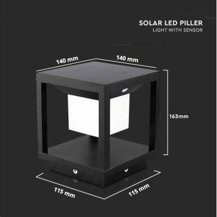 LED Solární svítidlo se senzorem LED/2W/5,5V 3000K IP65 2600 mAh černá