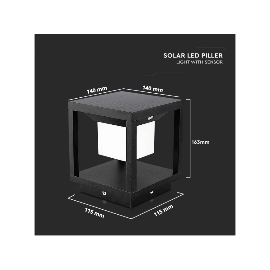 LED Solární svítidlo se senzorem LED/2W/5,5V 3000K IP65 2600 mAh černá