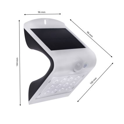 LED Solární svítidlo se senzorem pohybu LED/1,5W/1200 mAh 3,7V IP65