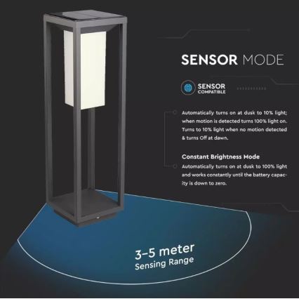 LED Solární svítidlo se senzorem SAMSUNG CHIP LED/2W/3,7V IP65 2600 mAh
