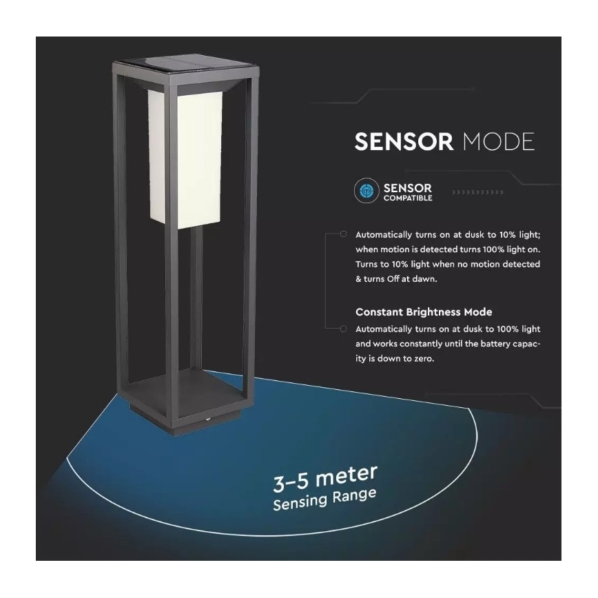 LED Solární svítidlo se senzorem SAMSUNG CHIP LED/2W/3,7V IP65 2600 mAh
