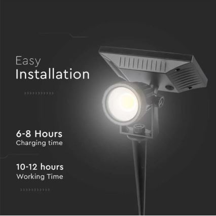 LED Solární svítidlo SPIKE LED/2W/5,5V IP65 3000K 1200 mAh