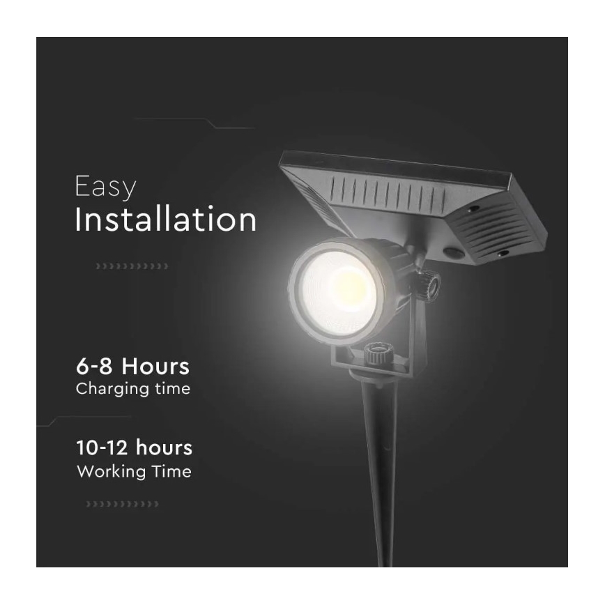 LED Solární svítidlo SPIKE LED/2W/5,5V IP65 3000K 1200 mAh