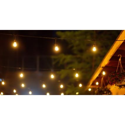 LED Stmívatelný solární venkovní řetěz PARTY 10xE27/3,7V 1800 mAh 10 m IP44 + dálkové ovládání