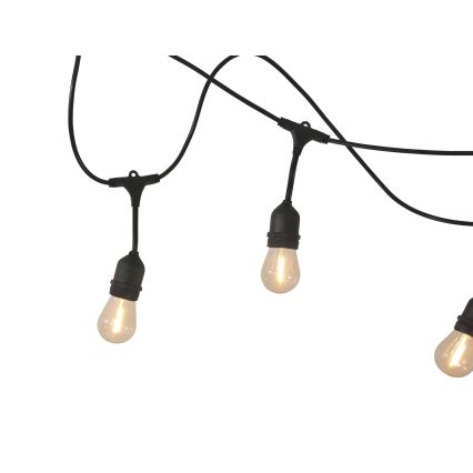 LED Stmívatelný solární venkovní řetěz PARTY 10xE27/3,7V 1800 mAh 10 m IP44 + dálkové ovládání