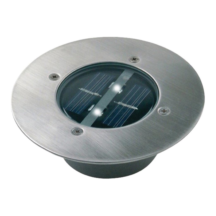LED Solární zápustné svítidlo se senzorem soumraku LED/0,12W/2xAAA IP67 nerez kruh