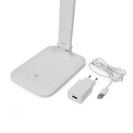 LED Stmívatelná dotyková stolní lampa s bezdrátovým nabíjením a USB portem REMUS LED/5W/230V bílá