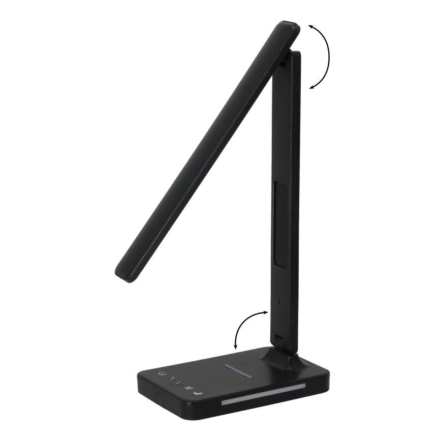 LED Stmívatelná stolní lampa s bezdrátovým nabíjením QI, displejem a USB portem LED/7W/230V 3000-6000K černá